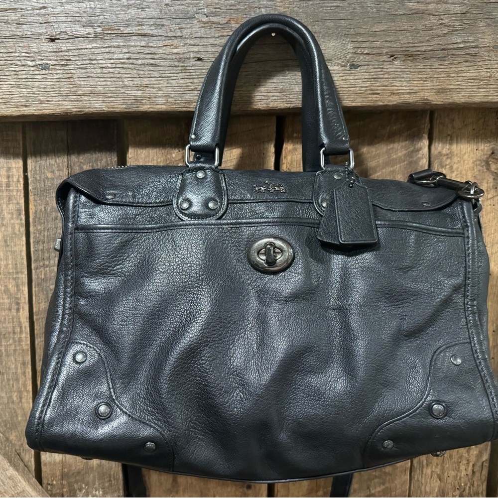 Black studded coach leather crossbody - Picture 2 of 11
